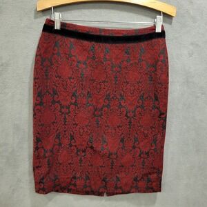 Talbots Pencil Skirt Women's Size 4  Paisley Velvet Trim Office Business Classic